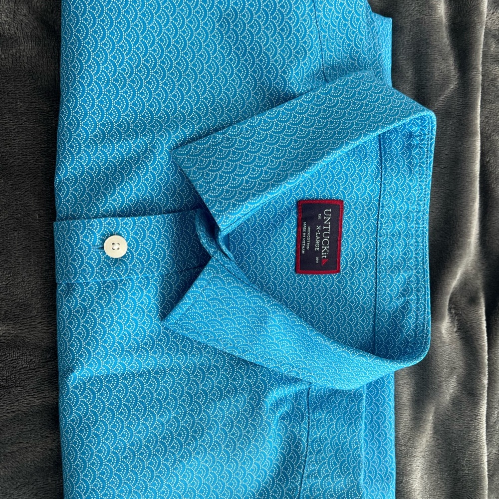 UNTUCKit Men's Turquoise Patterned Button Down Shirt